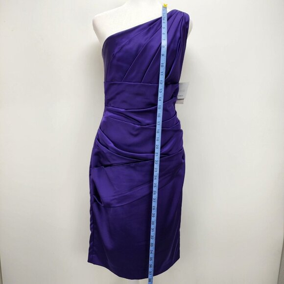 David's Bridal Dress Size 2 Women’s Purple One-Shoulder Stretch Satin New - Picture 5 of 14
